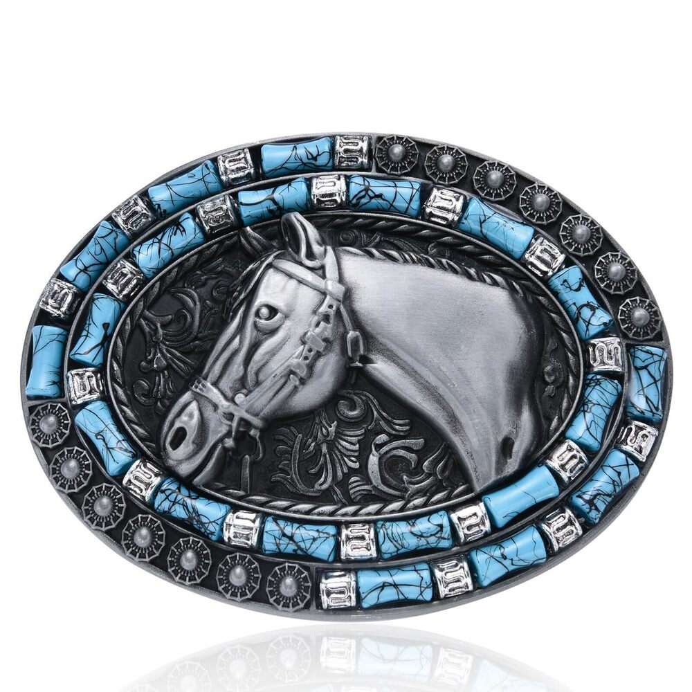 5958 Horse Belt Buckle , Western Long Horn Bull Belt Buckle│Vintage Cowboy